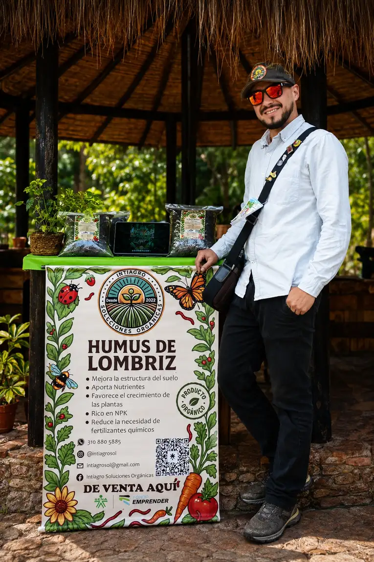 Fundador de Intiagro en el stand de la marca